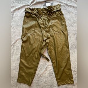 NWT Who What Wear Olive Green Faux Leather Pants